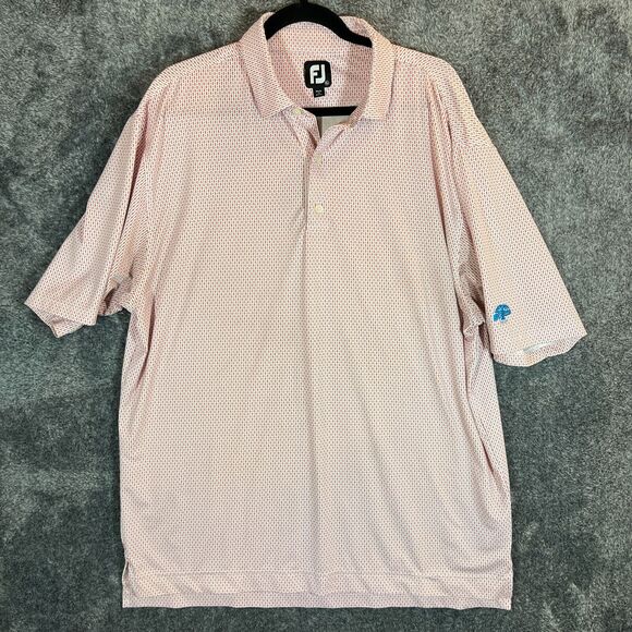 FootJoy Polo Shirt XL Red Geometric Performance Golf Preppy Stretch - Picture 1 of 10